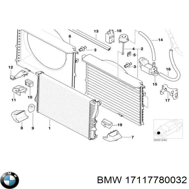 17117780032 BMW bastidor radiador (armazón)