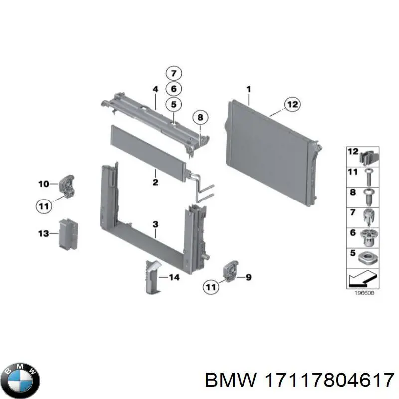 Soporte de radiador completo (panel de montaje para foco) para BMW 7 (F01, F02, F03, F04)