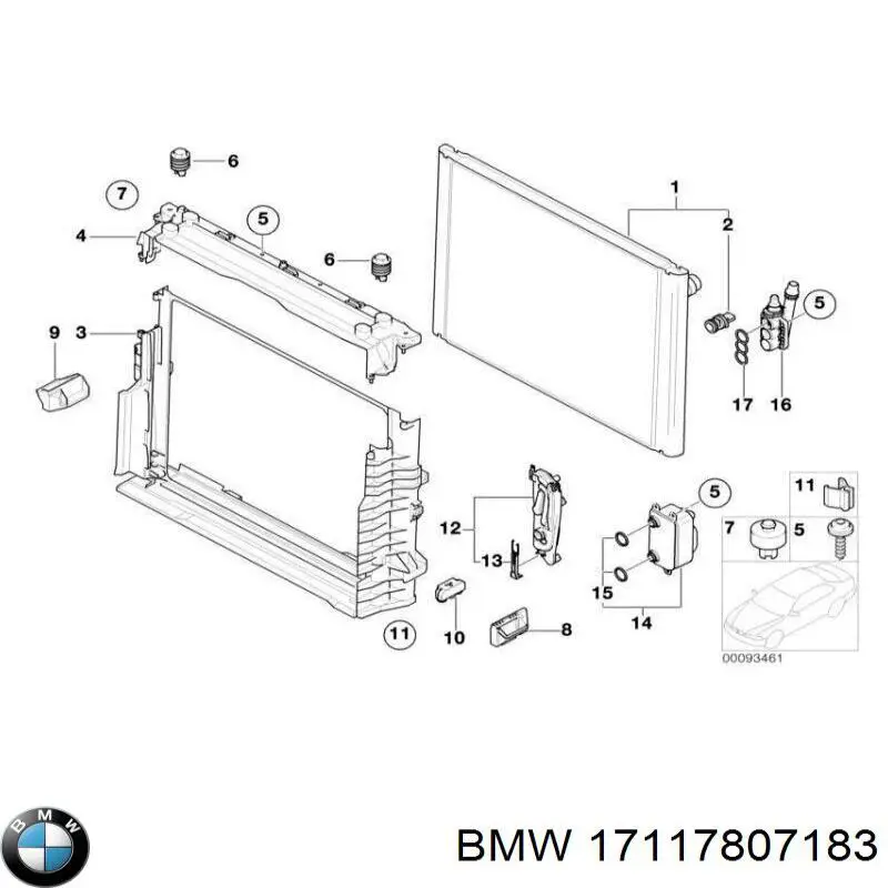 17117807183 BMW soporte del radiador superior