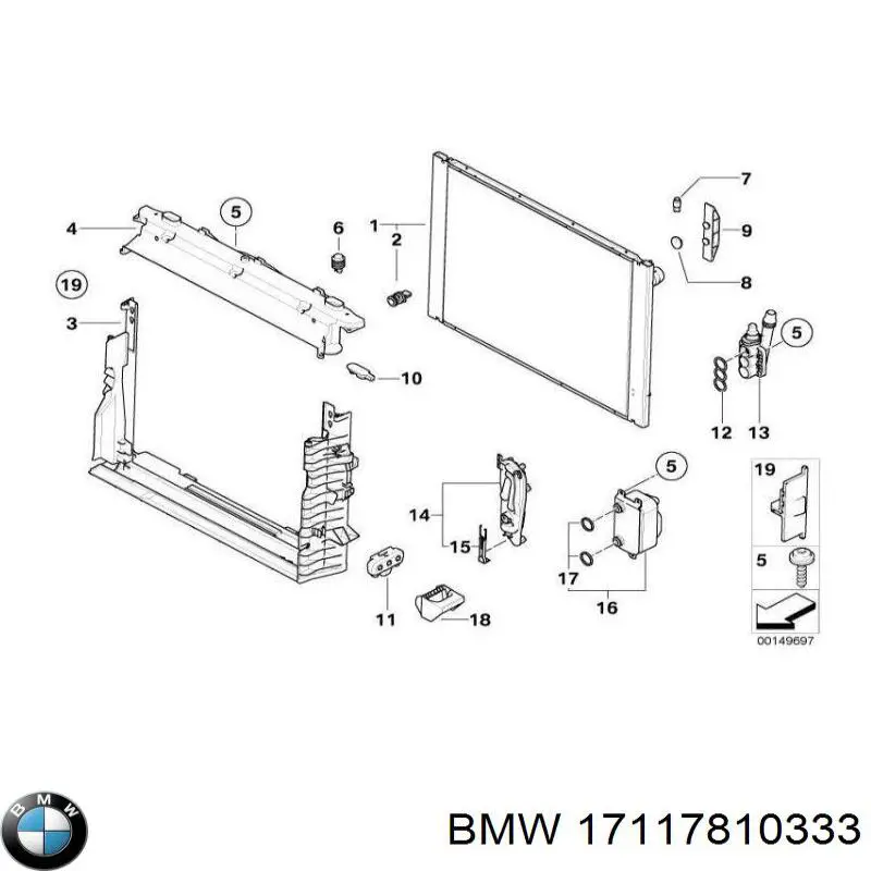 17117810333 BMW marco de montaje del radiador, parte superior