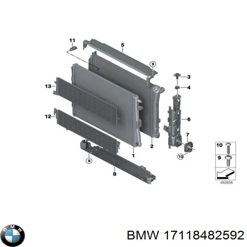 17118482592 BMW rejilla de protección radiador condensador