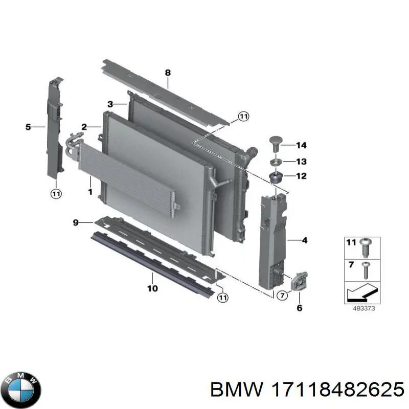 17118482625 BMW radiador refrigeración del motor