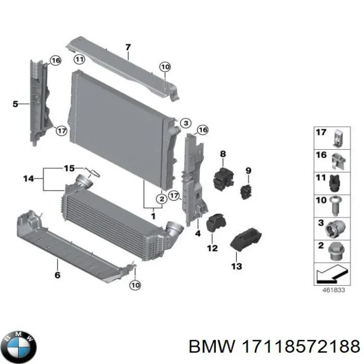 17118572188 BMW soporte de radiador izquierdo (panel de montaje para foco)