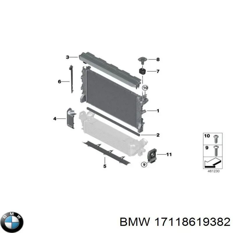 17118619382 BMW soporte del radiador superior