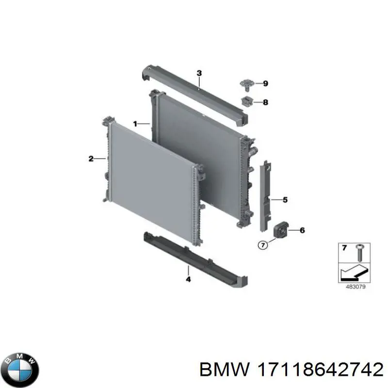 17118642742 BMW radiador refrigeración del motor