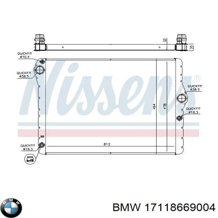 Radiador 17118669004 BMW