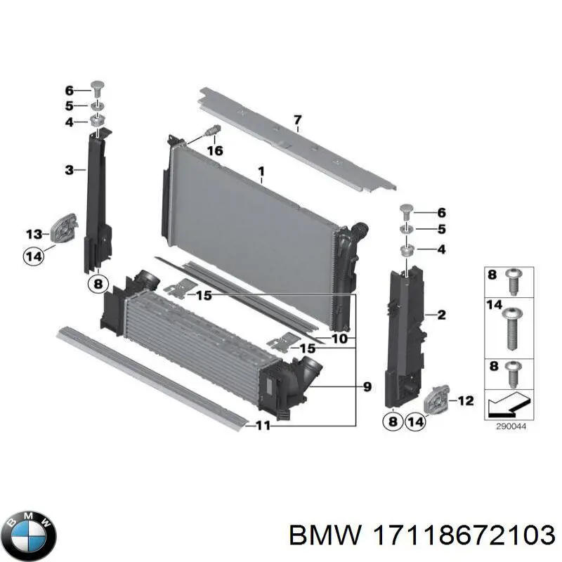 17118672103 BMW radiador refrigeración del motor