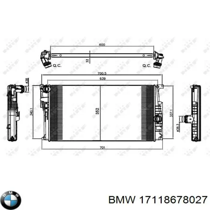 17118678027 BMW radiador refrigeración del motor