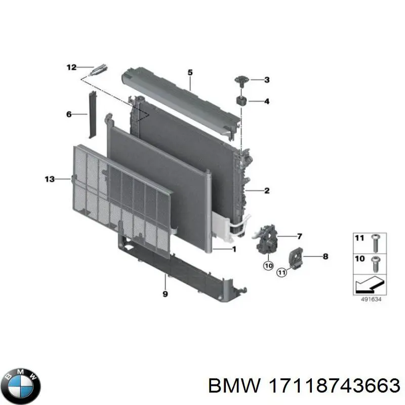 17118743663 BMW radiador refrigeración del motor