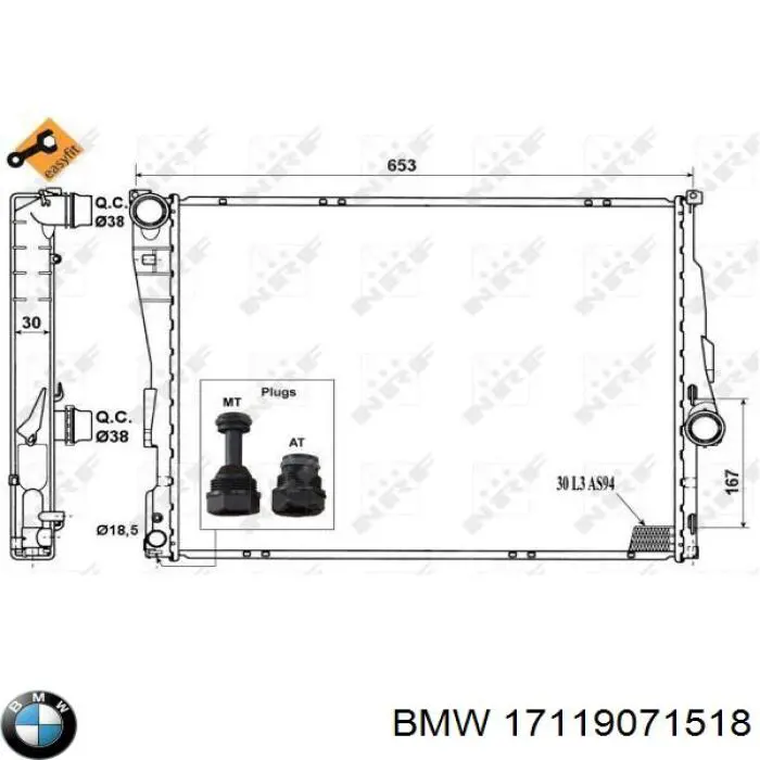 Radiador 17119071518 BMW