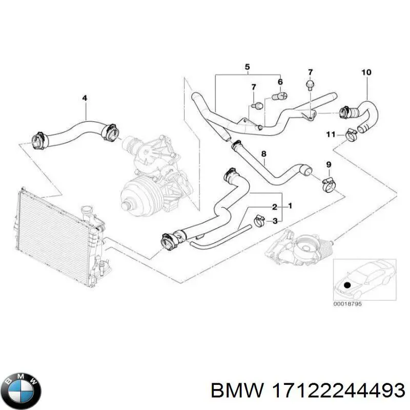 17122244493 BMW tubería de radiador arriba