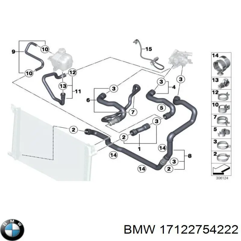 17122754222 BMW tubería de radiador arriba