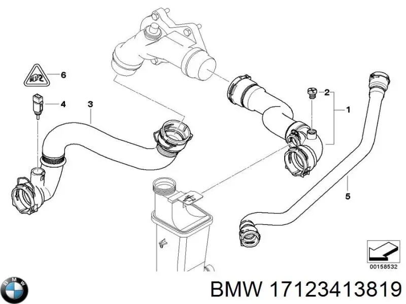 17123413819 BMW manguera refrigerante para radiador inferiora