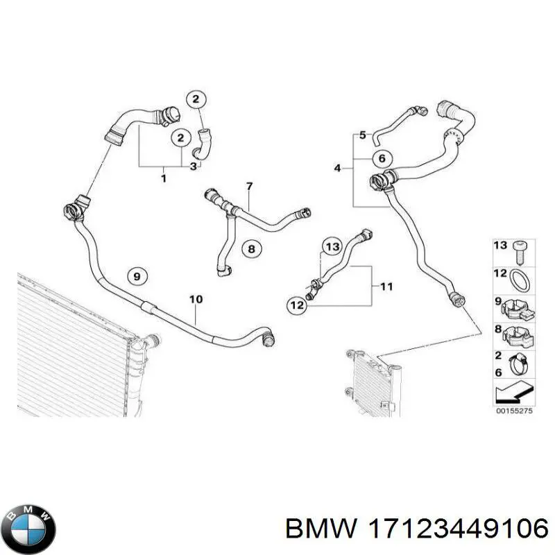 Tubería de radiador, tuberia flexible calefacción, inferior BMW X3 (E83)