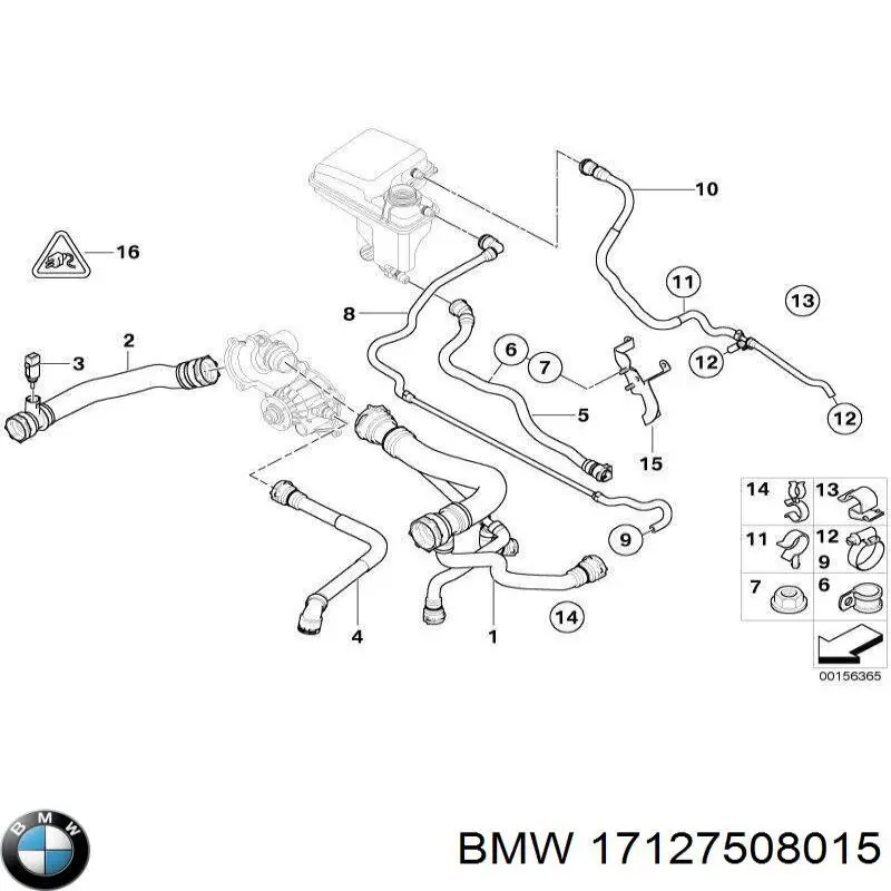 17127508015 BMW tubería de radiador, tuberia flexible calefacción, inferior