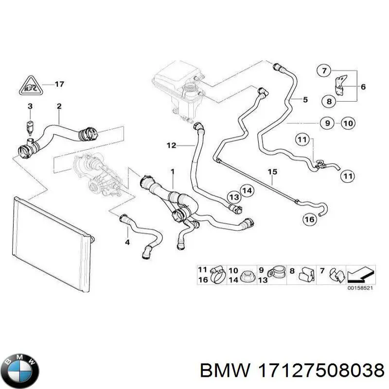Comprar 17127508038 BMW Manguera superior del radiador