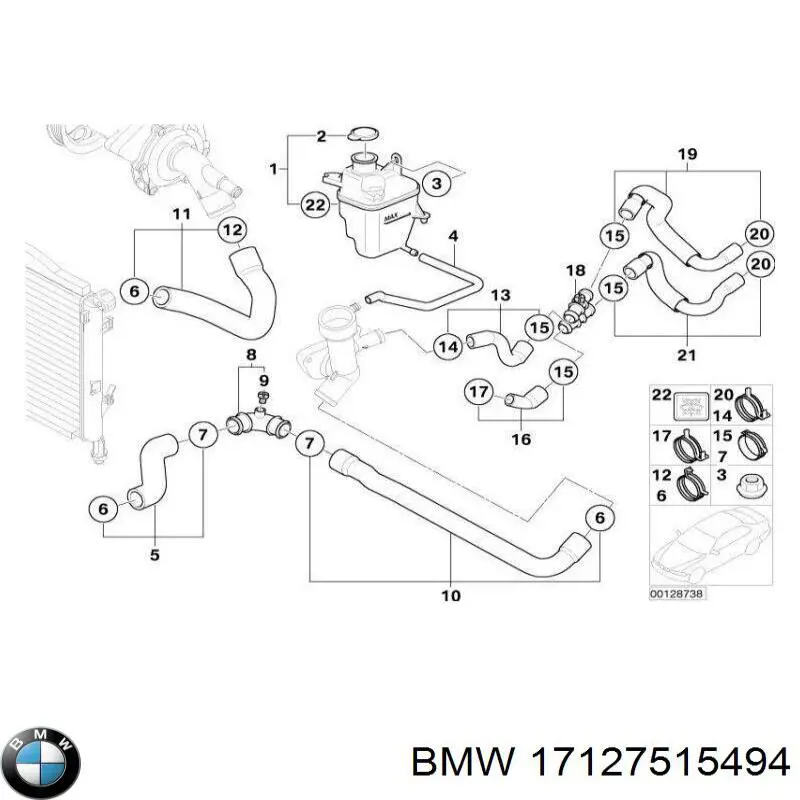 17127515494 BMW brida del sistema de refrigeración (triple)