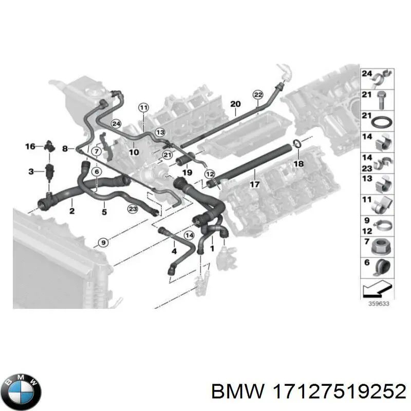 Tubería de radiador, tuberia flexible calefacción, inferior para BMW X5 (E70)