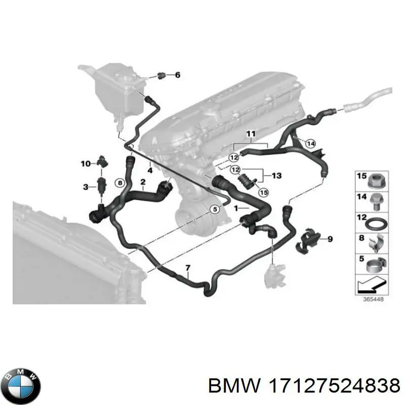 17127524838 BMW tubería de radiador arriba