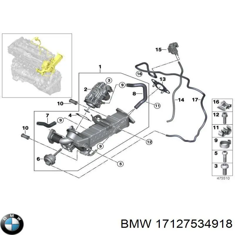 17127534918 BMW tubería de radiador arriba