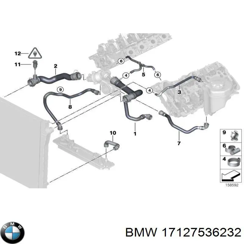 17127536232 BMW tubería de radiador arriba