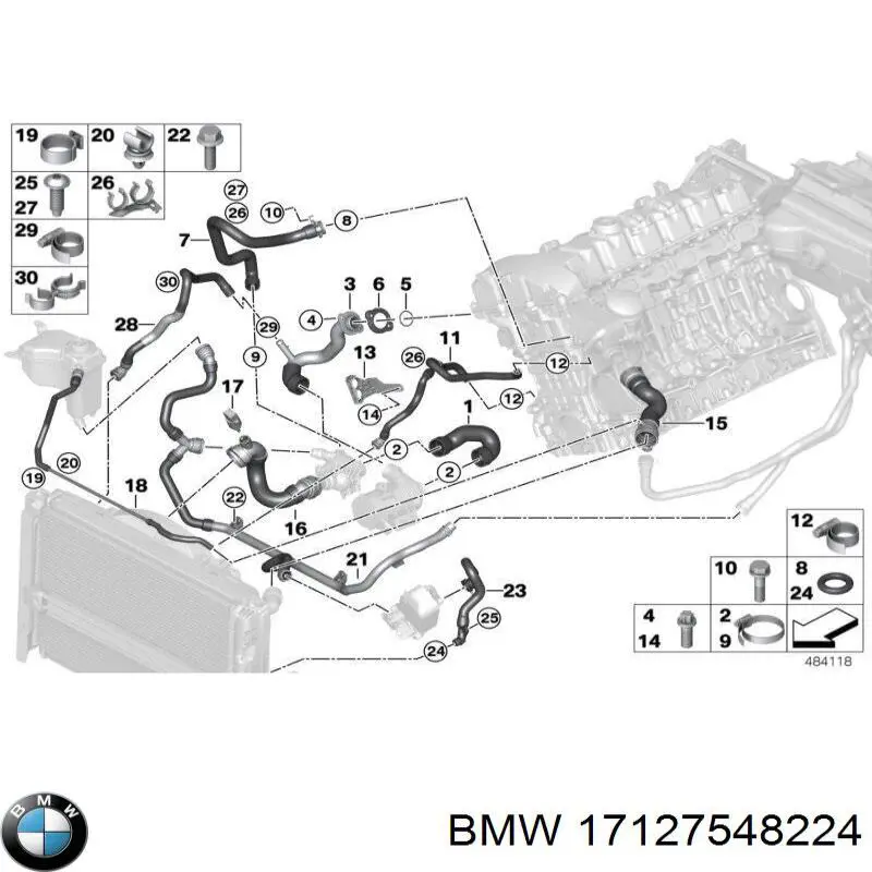 Tubería de radiador, tuberia flexible calefacción, inferior para BMW 3 (E92)