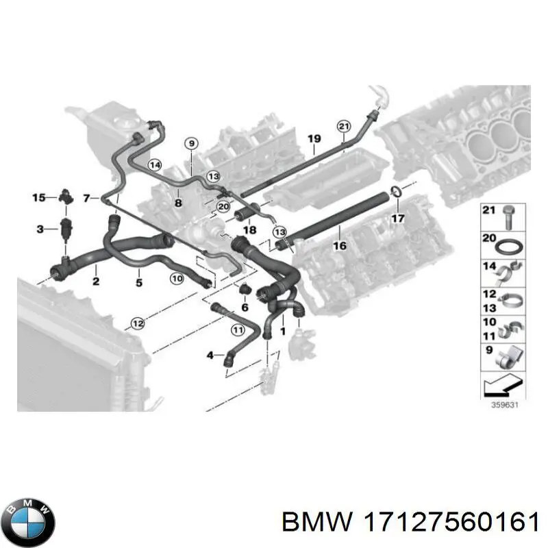 17127560161 BMW manguera (conducto del sistema de refrigeración)