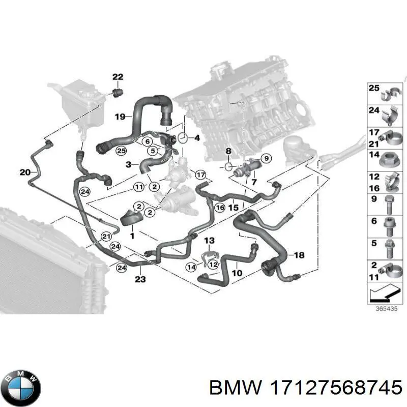 17127568745 BMW tubería de radiador arriba