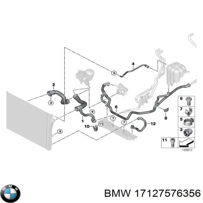 17127576356 BMW tubería de radiador arriba