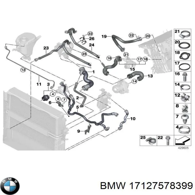 Comprar 17127578399 BMW Manguera superior del radiador