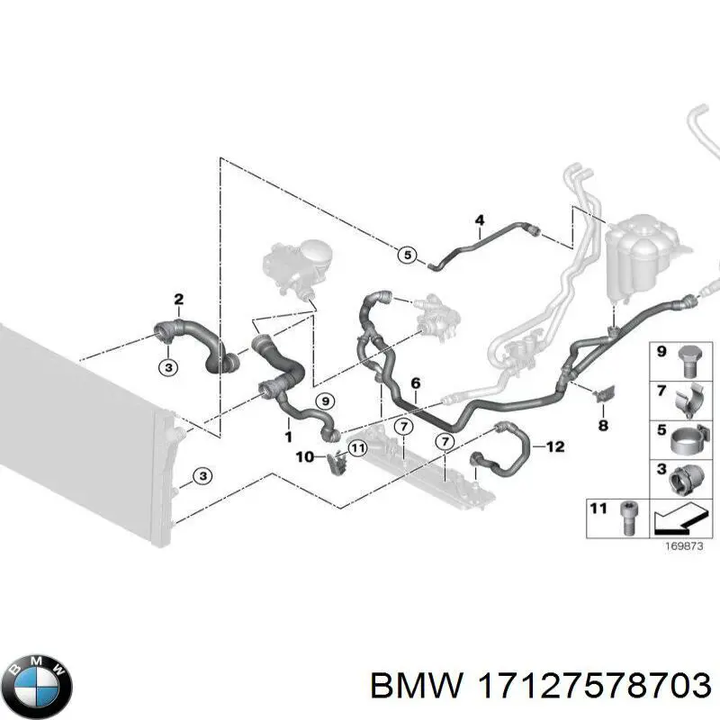 17127578703 BMW tubería de radiador arriba