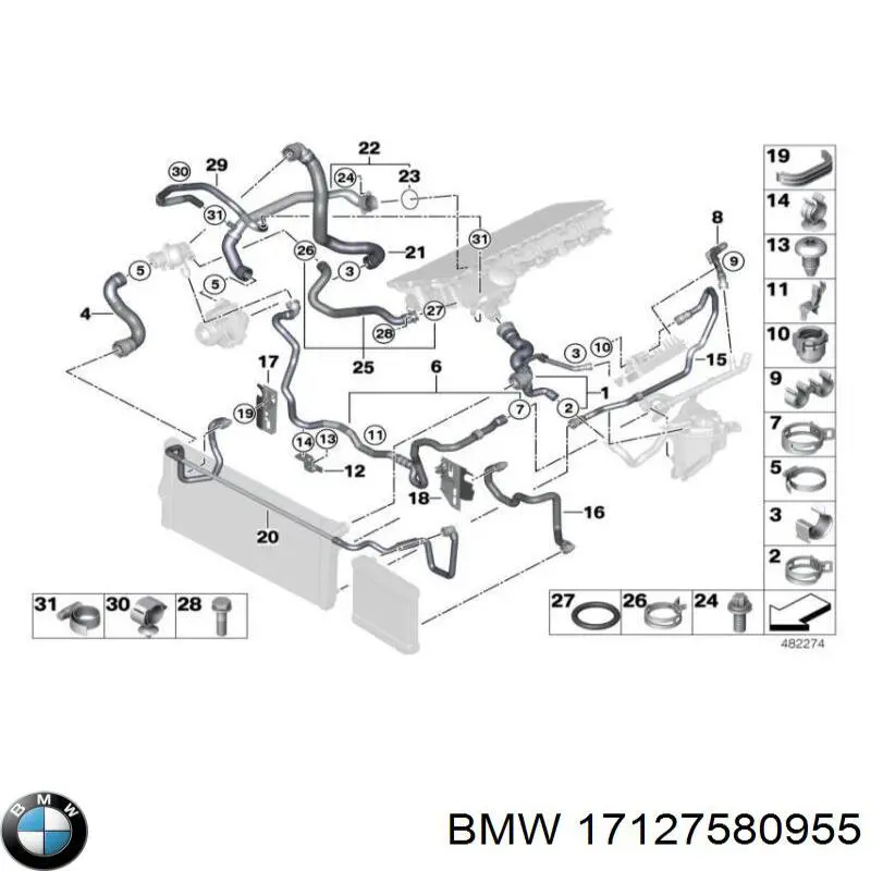 Comprar 17127580955 BMW Manguera superior del radiador