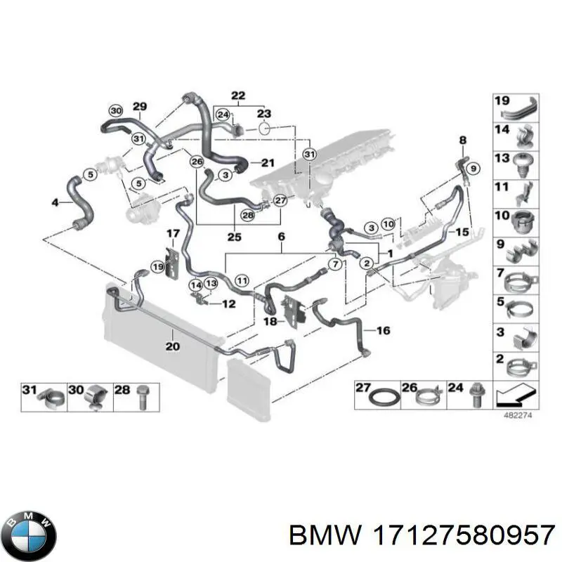 Comprar 17127580957 BMW Manguera superior del radiador