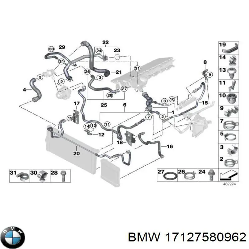 17127580962 BMW manguera de refrigeración