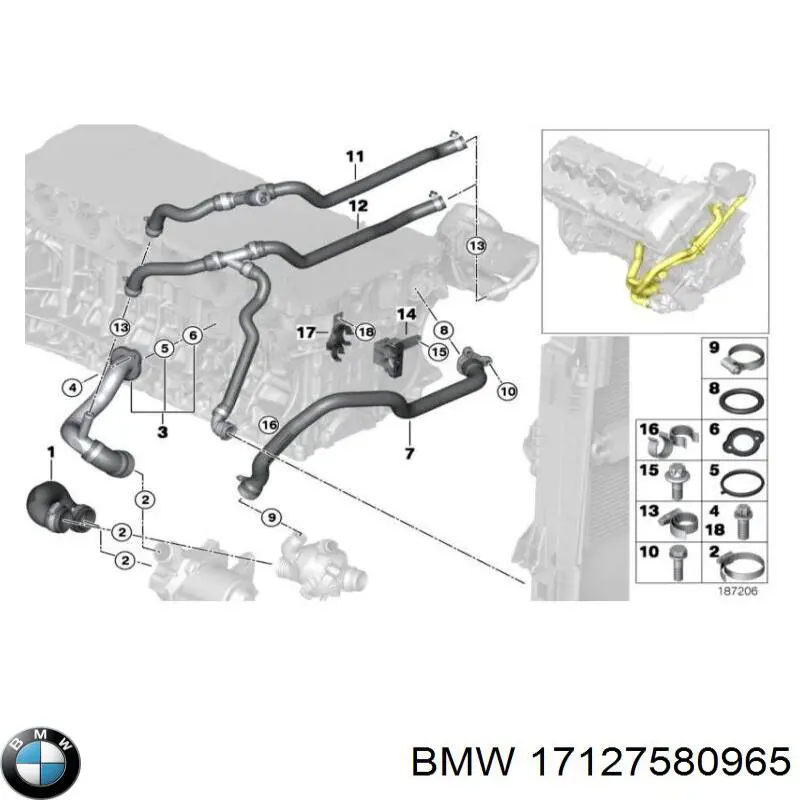 Manguera inferior del radiador BMW 17127580965 precio, desde 44,20 EUR