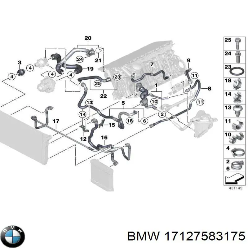 17127583175 BMW tubería de radiador arriba
