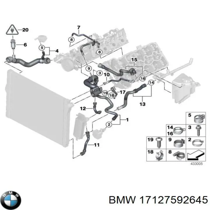 17127592645 BMW manguera de refrigeración
