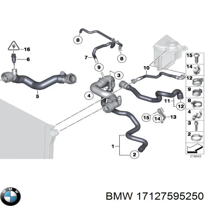 17127595250 BMW tubería de radiador arriba