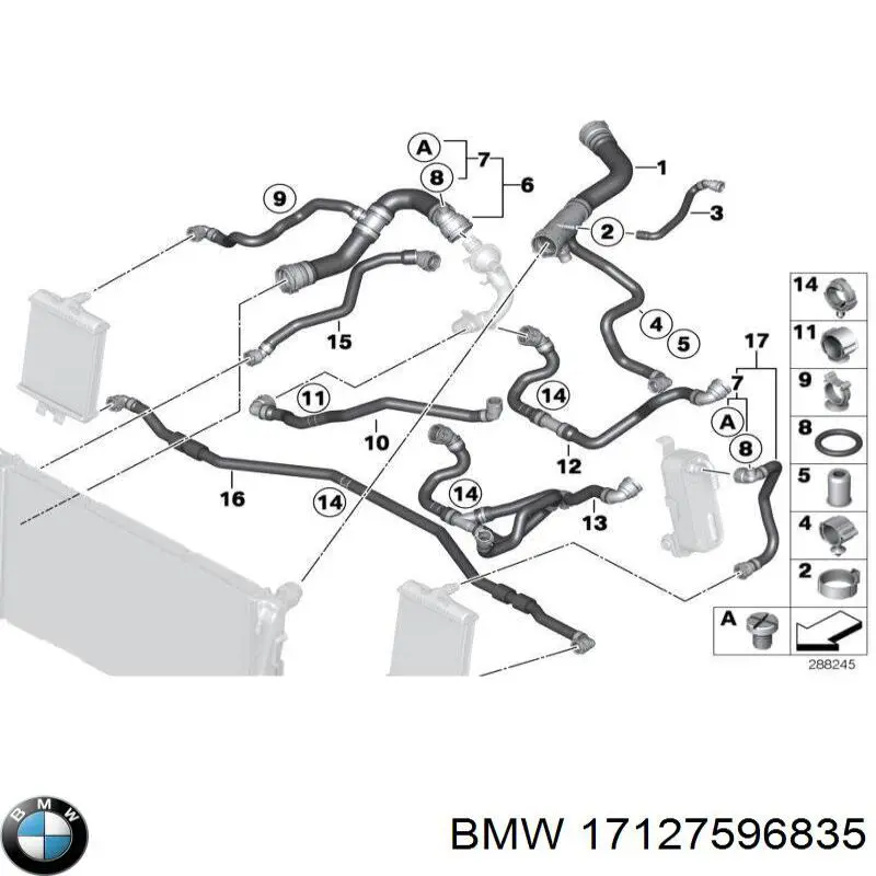 Tubo (manguera) de retorno del radiador de aceite (baja presión) BMW 1 (F21)