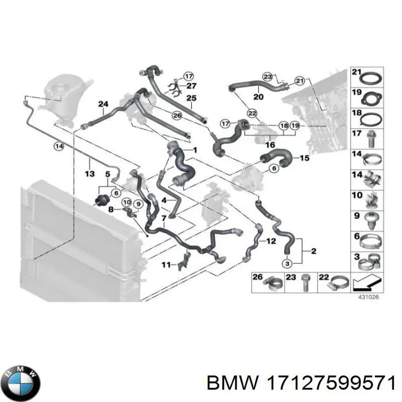 17127599571 BMW tubería de radiador arriba