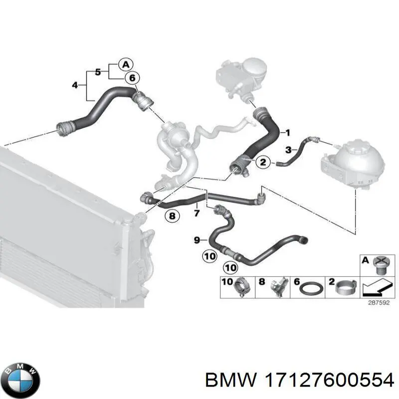 17127600554 BMW tubería de radiador arriba