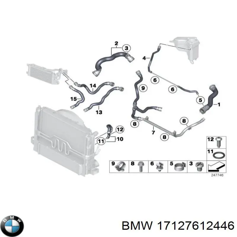 17127612446 BMW tubería de radiador arriba