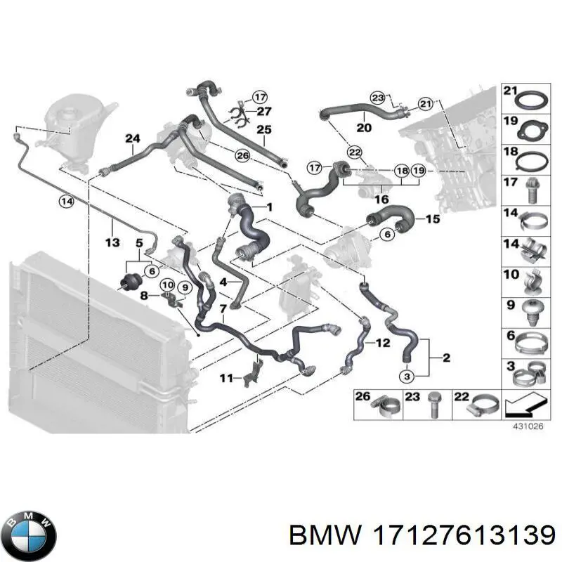 Clip de fijación del guardabarros delantero 17127613139 BMW