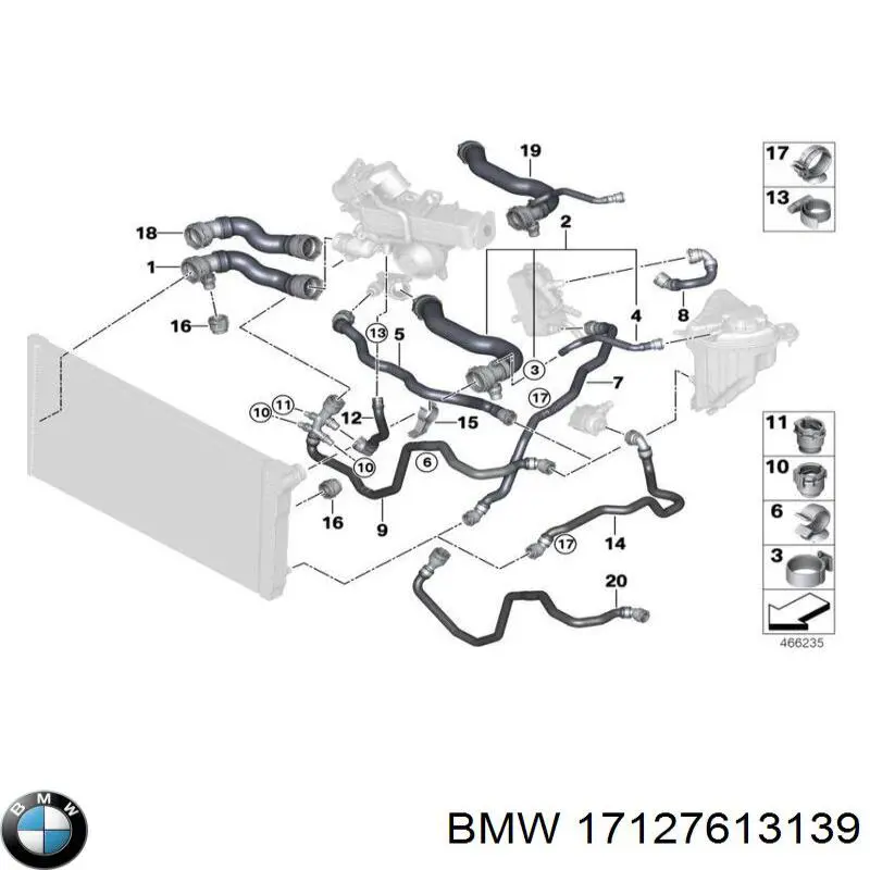 Comprar 17127613139 BMW Clip de fijación del guardabarros delantero