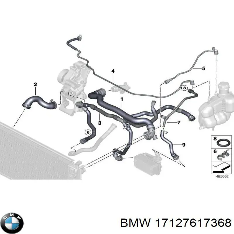 17127617368 BMW manguera refrigerante para radiador inferiora
