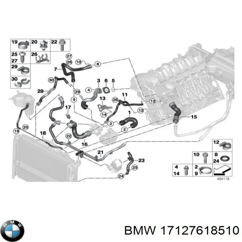 Comprar 17127618510 BMW Manguera superior del depósito de expansión