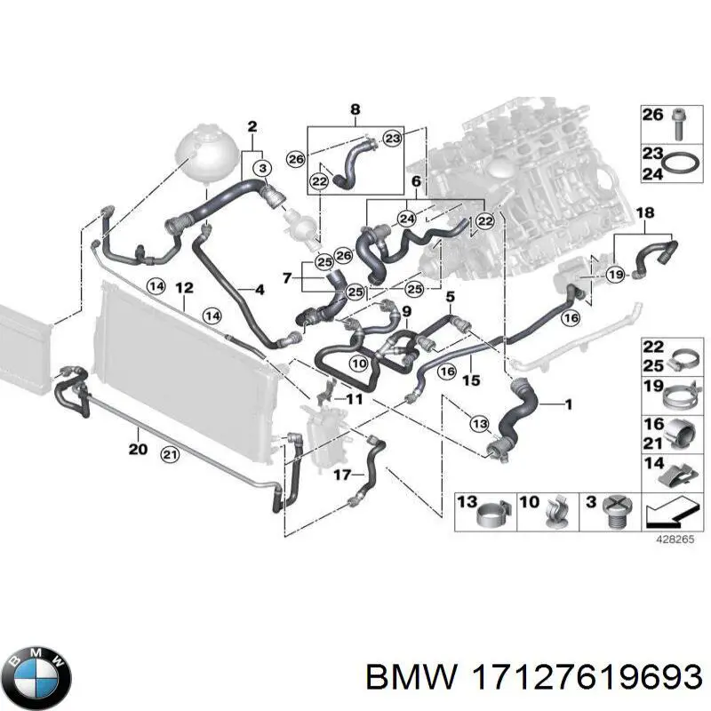 17127619693 BMW Manguera inferior del radiador
