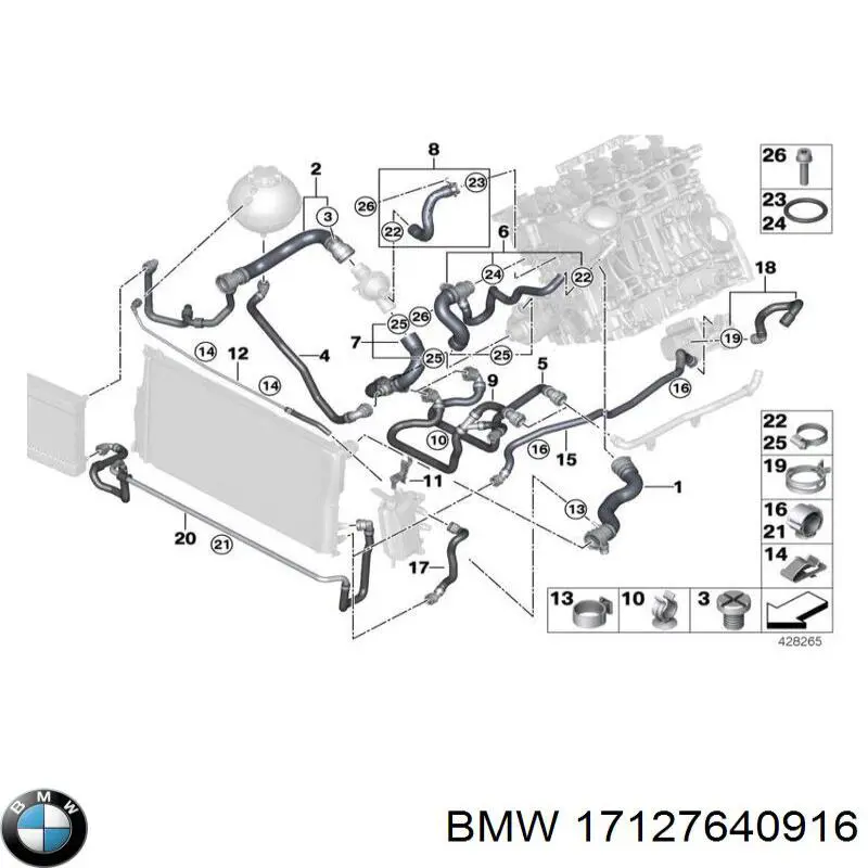 17127619692 BMW manguera refrigerante para radiador inferiora