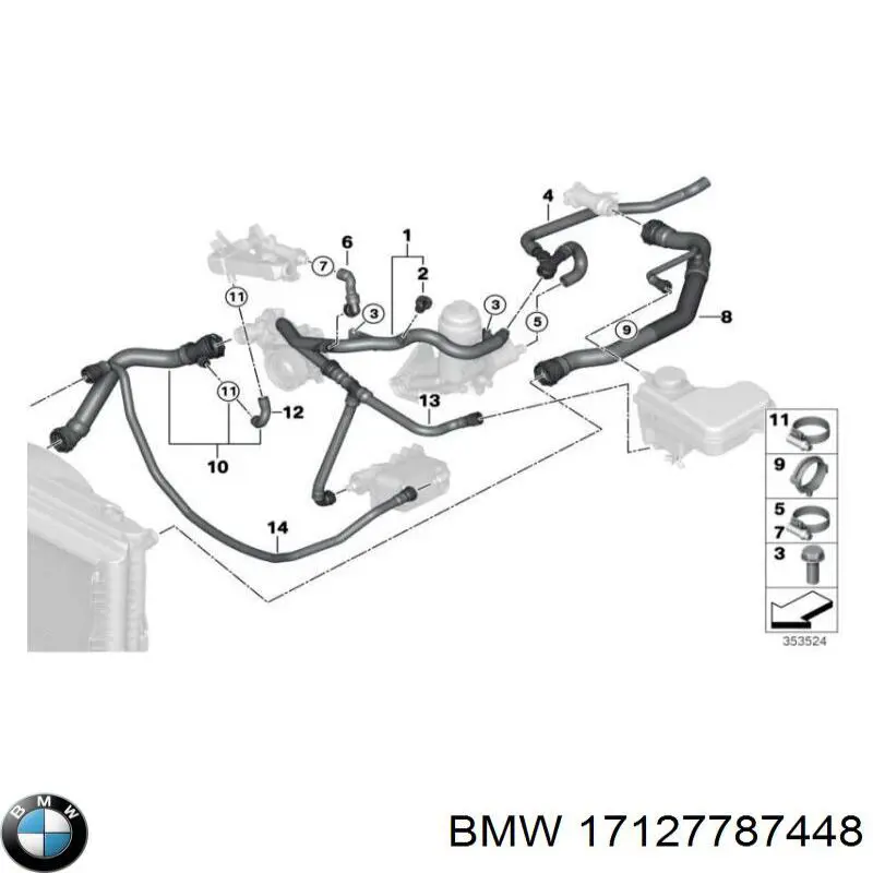 17127787448 BMW tubería de radiador arriba