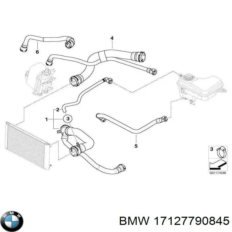 17127790845 BMW tubería de radiador arriba
